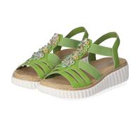 Plateausandale RIEKER, Damen, Gr. 37, grün (apfelgrün), Nubuklederimitat, klassisch, Schuhe, Sommerschuh, Sandale, Urlaubschuh mit Gummizügen für guten Sitz (92529166-37) apfelgrün