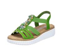 Plateausandale RIEKER, Damen, Gr. 39, grün (apfelgrün), Nubuklederimitat, klassisch, Schuhe, Sommerschuh, Sandale, Urlaubschuh mit Gummizügen für guten Sitz (92529166-39) apfelgrün