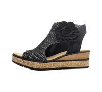 Keilsandalette RIEKER "Rieker Sandalen Textil", Damen, Gr. 41, schwarz, Textil, Schuhe (64293012-41) schwarz