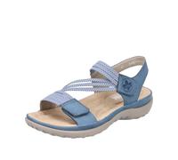 Rieker 64870 Franja Damen Riemchensandalen - bequeme, leichte Wanderschuhe mit verstellbaren Klettverschlüssen, flexible Sohle für den Alltag, Royal/Jeans-Weiß, 6-6.5