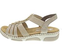 Sandale RIEKER, Herren, Gr. 38, hellbeige, Lederimitat, Schuhe Sandale, Sommerschuh, Urlaubsschuh, Schlupfschuh mit seitlichen Gummizügen (45523810-38) hellbeige