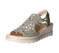 Keilsandalette RIEKER, Damen, Gr. 41, schilf, Nubuklederimitat, unifarben, Schuhe, Sommerschuh, Plateausandale, Schlupfschuh mit Schmucksteinchen (61925961-41) schilf