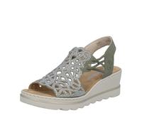 Keilsandalette RIEKER, Damen, Gr. 38, schilf, Nubuklederimitat, unifarben, Schuhe, Sommerschuh, Plateausandale, Schlupfschuh mit Schmucksteinchen (61925961-38) schilf