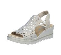 Keilsandalette RIEKER, Gr. 40, creme, Nubuklederimitat, unifarben, Schuhe Keilsandalette, Sommerschuh, Plateausandale, Schlupfschuh mit Schmucksteinchen (39985055-40)