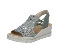 Keilsandalette RIEKER, Damen, Gr. 37, schilf, Nubuklederimitat, unifarben, Schuhe, Sommerschuh, Plateausandale, Schlupfschuh mit Schmucksteinchen (61925961-37) schilf