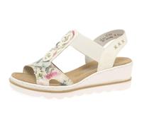 Rieker 67498 Sandalen für Damen, Keilsandalette, zum Hineinschlüpfen, gepolstert, cremefarben, beige, 41 EU