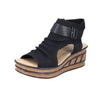 Keilsandalette RIEKER Gr. 39, schwarz Damen Schuhe Sandaletten mit Reißverschluss innen (18956522-39)