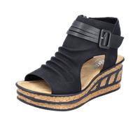 Keilsandalette RIEKER Gr. 39, schwarz Damen Schuhe Sandaletten mit Reißverschluss innen (18956522-39)