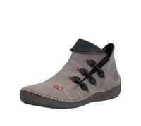 Stiefelette RIEKER, Damen, Gr. 36, grau, Lederimitat, Schuhe Stiefelette, Schlupfboots, Slipper mit bunten Applikationen seitlich (46759269-36) grau