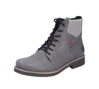 Rieker Schnürstiefelette 73522-45 Damen Lederimitat Warmfutter elastischer Einsatz grau Gr. 41