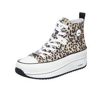 Sneaker RIEKER, Damen, Gr. 41, beige (leo, natur), Textil, Lederimitat, sportlich, Schuhe, Plateau, High Top-Sneaker, Schnürschuh in veganer Verarbeitung (42240638-41) leo, natur
