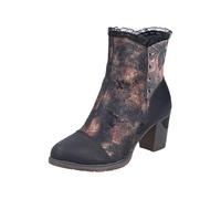 Stiefelette RIEKER, Damen, Gr. 40, schwarz, antik, Lederimitat, Textil, Antik-Look, Glanzfaden, elegant, Schuhe, Trachtenstiefelette, Festtagsstiefelette, Blockabsatz, mit Warmfutter (15902435-40) sch