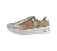 Plateausneaker RIEKER, Damen, Gr. 42, bunt (beige multi), Leder, Lederimitat, metallic, sportlich, Schuhe, Freizeitschuh, Schnürschuh, Halbschuh mit dezentem Goldschimmer (28989209-42) beige multi