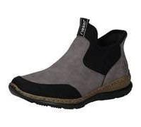 Slip-On Sneaker RIEKER "Ready2GO", Damen, Gr. 38, grau (grau, schwarz), Nubuklederimitat, Textil, sportlich, Schuhe, Boots, Schlupfschuh, Casual-Sneaker mit MemoSoft-Ausstattung (87112339-38) grau, sc