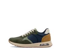 Sneaker RIEKER, Herren, Gr. 40, grün (khaki kombiniert), Lederimitat, Textil, Veloursleder, Schuhe Sneaker, Schnürschuh, Halbschuh, Freizeitschuh mit gepolstertem Schaftrand (57327135-40) khaki kombin