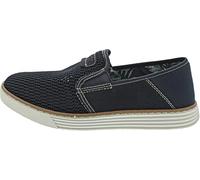 Slipper RIEKER, Herren, Gr. 44, blau (dunkelblau), Textil, Lederimitat, sportlich, Schuhe, Espadrilles, Sommerschuh mit kontrastfarbenen Ziernähten (43315838-44) dunkelblau