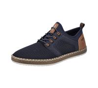Slip-On Sneaker RIEKER, Herren, Gr. 41, nachtblau, braun, Lederimitat, Textil, Schuhe, Schlupfschuh, Slipper, Freizeitschuh, elastischer Einstieg, Gummizug (22553700-41) nachtblau, braun