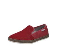 Espadrille RIEKER, Damen, Gr. 43, dunkelrot, grau, Nubuklederimitat, Textil, unifarben mit Farbeinsatz, Schuhe Slipper, Sommerschuh, Slipper, Freizeitschuh im Materialmix (36611744-43) dunkelrot, grau