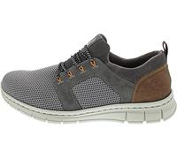 Rieker Herren Halbschuhe B7796-42 – Lederimitat/Textil, grau/braun, mit Gummizug – Gr. 41