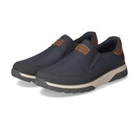Slip-On Sneaker RIEKER, Herren, Gr. 41, bunt (dunkelblau, braun), Nubuklederimitat, unifarben mit Farbeinsatz, sportlich, Schuhe, Slipper, Schlupfschuh, Halbschuh mit weicher MemoSoft-Innensohle (3985