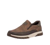 Slip-On Sneaker RIEKER, Herren, Gr. 45, braun (braun, dunkelbraun), Nubuklederimitat, unifarben mit Farbeinsatz, sportlich, Schuhe, Slipper, Schlupfschuh, Halbschuh mit weicher MemoSoft-Innensohle (89
