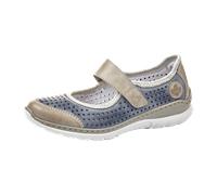 Rieker Damen Riemchenballerinas L32B5, Frauen Flats,Halbschuhe,Sommerschuhe,Slipper,Ballerina-Schuhe,Ballett-Schuhe,blau Kombi (42),37 EU / 4 UK