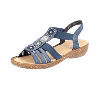 Riemchensandale RIEKER Gr. 38, blau Damen Schuhe Keilschuhe mit Zierperlen besetzt (96380637-38)