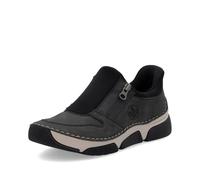 Slip-On Sneaker RIEKER "Ready2GO", Damen, Gr. 36, grau (anthrazit, schwarz), Lederimitat, Sportlich, Schuhe, Halbschuh, Freizeitsneaker mit seitlichem Reißverschluss, Topseller (52299502-36) anthrazit