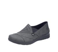 Rieker Slipper 48961 Damen extra weit Lederimitat Anthrazit Gr. 40 mit Ziernaht und Gummizug