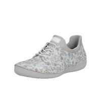 Rieker Slipper Modell 52575 Damen Lederimitat hellgrau multi mit floraler Musterung Gr. 38
