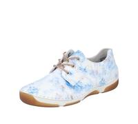 Sneaker RIEKER, Damen, Gr. 43, weiß, blau, Lederimitat, Schuhe Sneaker, Schnürschuh, Halbschuh, Casual-Schnürer mit softer Innensohle (83977655-43)