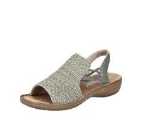 Sandale RIEKER, Damen, Gr. 41, grün (schilfgrün), Lederimitat, Flechtoptik, meliert, klassisch, Schuhe, Sommerschuh, Sandalette, Schlupfschuh mit seitlichen Gummizügen (99198267-41) schilfgrün
