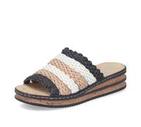 Rieker Pantolette 88099718 Damen Lederimitat Flechtoptik Keilpantolette zum Schlupfen Größe 38 braun