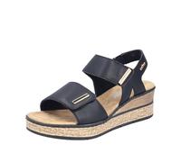 Keilsandalette RIEKER, Damen, Gr. 41, schwarz, Lederimitat, unifarben, Schuhe Keilsandalette, Klettschuh, Sommerschuh, Plateausandale mit Schmuckelemente (48448213-41)
