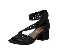 Sandalette RIEKER, Damen, Gr. 41, schwarz, Nubuklederimitat, Textil, unifarben, Schuhe Sandalette, Festtagsschuh, Blockabsatz, mit praktischem Klettverschluss (39901064-41) schwarz