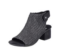 Rieker Sandalette Damen Flecht-Optik Textil Blockabsatz Anthrazit Größe 38