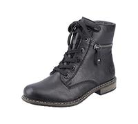 Rieker Damen Schnürboots 71208, Lederimitat, Zierreißverschluss außen, Schwarz, Gr. 39