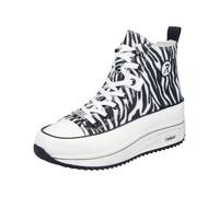 Plateausneaker RIEKER, Damen, Gr. 37, weiß, schwarz, Lederimitat, Textil, Schuhe Plateausneaker, High Top-Sneaker, Schnürboots in veganer Verarbeitung (73769710-37) weiß, schwarz
