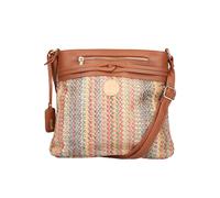 Umhängetasche RIEKER, Damen, Gr. B/H/T: 27cm x 28cm x 5cm, cognac multicolor, Textil, Lederimitat, Flechtoptik, Taschen, Schultertasche, Damen-Tasche mit abnehmbarem Logo-Anhänger (61827235-0) cognac