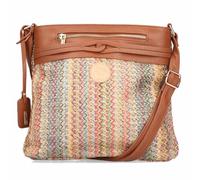 Umhängetasche RIEKER, Damen, Gr. B/H/T: 27cm x 28cm x 5cm, cognac multicolor, Textil, Lederimitat, Flechtoptik, Taschen, Schultertasche, Damen-Tasche mit abnehmbarem Logo-Anhänger (61827235-0) cognac