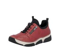 Slip-On Sneaker RIEKER, Damen, Gr. 38, rot (rot, schwarz), Lederimitat, Textil, Schuhe, Schlupfschuh, Halbschuh, Freizeitsneaker, Gummizug, Schnellverschluss (38428751-38) rot, schwarz