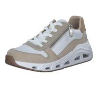 Rieker Sneaker Low N5204-80 – Kunstleder, seitlicher Reißverschluss, Weiß/Beige Damen Gr. 43 (US 11)