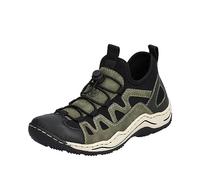 Slip-On Sneaker RIEKER Gr. 38, bunt (schwarz, khaki) Damen Schuhe Slipper mit elastischem Einstieg (15183214-38)