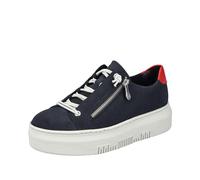 Slip-On Sneaker RIEKER Gr. 41, blau (nachtblau) Damen Schuhe Plateau Slipper mit weicher Leder-Innensohle (25682208-41)