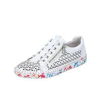 Slip-On Sneaker RIEKER, Damen, Gr. 42, bunt (weiß, bunt), Leder, Lederimitat, Schuhe, Halbschuh, Freizeitschuh, Schlupfschuh mit Gummizug (75859410-42) weiß, bunt