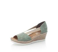Rieker Damen Keilsandalen 619X1, Frauen Sandalen,Sommerschuhe,Freizeitschuhe,offene Schuhe,Strandschuhe,grün (52),37 EU / 4 UK