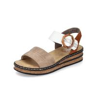 Sandale RIEKER Gr. 42, beige (beige, weiß, cognac) Damen Schuhe Keilsandaletten mit Laufsohle in Kork-Optik (64740864-42)