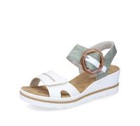 Rieker Damen Keilsandalen 67476, Frauen Sandalen,Sommerschuhe,Freizeitschuhe,offene Schuhe,Strandschuhe,Weiss Kombi (81),39 EU / 6 UK