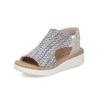Schaftsandale RIEKER, Damen, Gr. 38, beige multi, Lederimitat, Textil, Flechtoptik, metallic, Schuhe Schaftsandale, Sommerschuh, Urlaubsschuh, Plateausandale mit Reißverschluss (74756141-38) beige mul