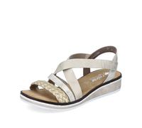 Rieker Damen Keilsandalen V3663, Frauen Sandalen,Sommerschuhe,Freizeitschuhe,offene Schuhe,Strandschuhe,Gold (90),40 EU / 6.5 UK
